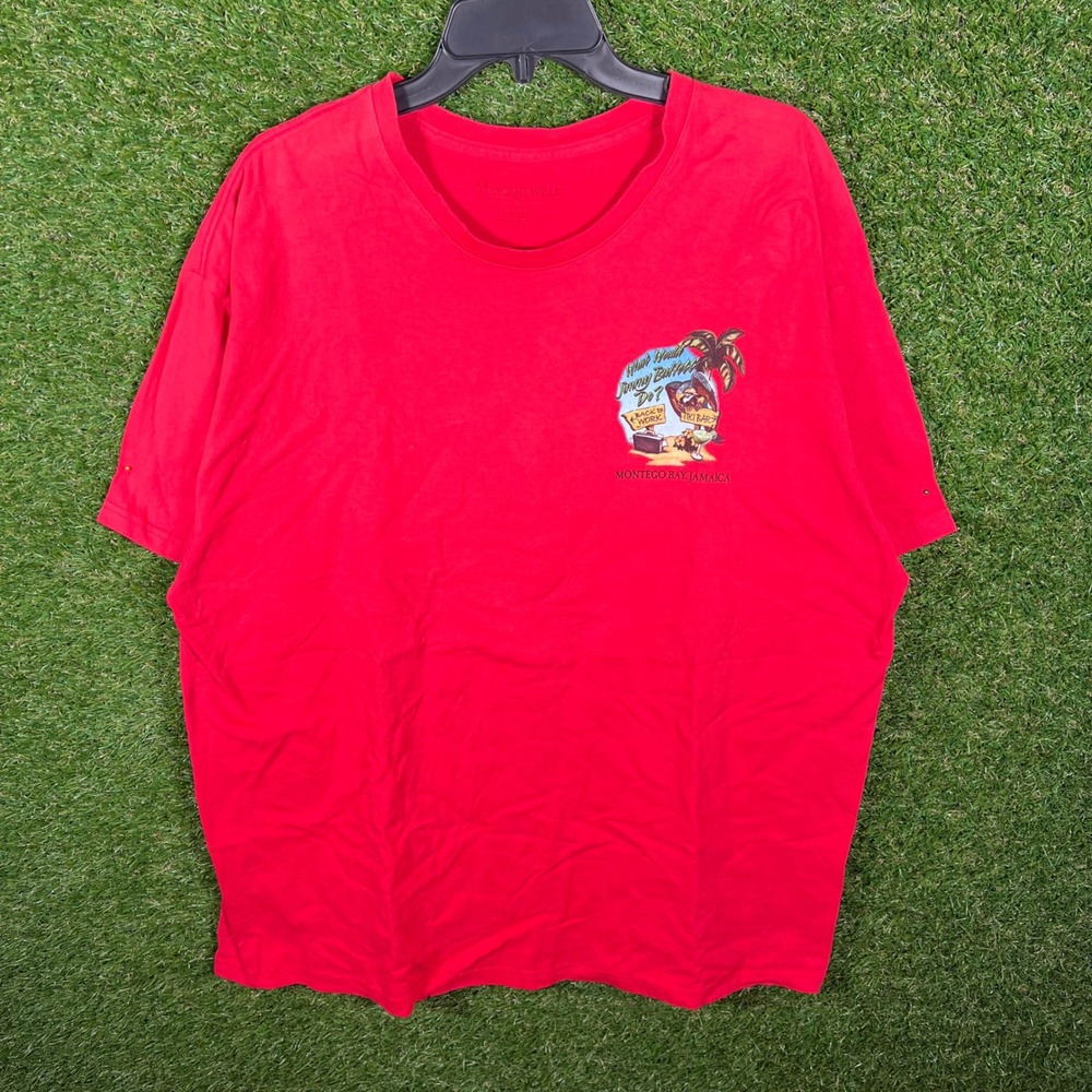 Margaritaville Mens Red Its 5 OClock Somewhere Graphic T-Shirt XL Montego Bay